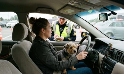 Motorista viaja com cachorro no colo ao volante, é flagrado pela polícia e recebe multa de R$ 130 reais além de 4 pontos na CNH