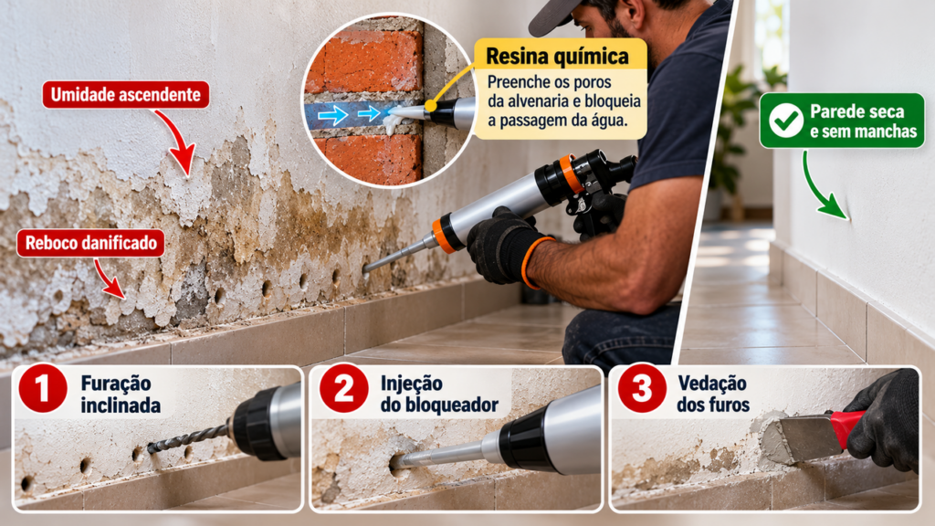 Pedreiro revela como reparar o reboco danificado pela umidade usando remoção das partes comprometidas, tratamento adequado e novo acabamento sem precisar demolir todas as paredes da residência
