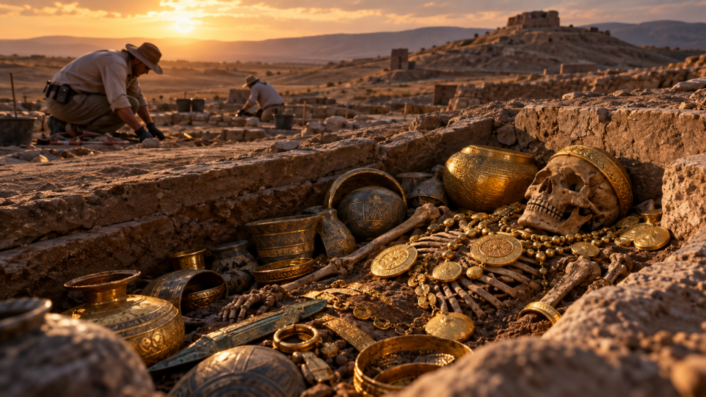Arqueólogos encontram tumba intacta com objetos de ouro e revelam detalhes surpreendentes sobre os rituais funerários de uma antiga sociedade