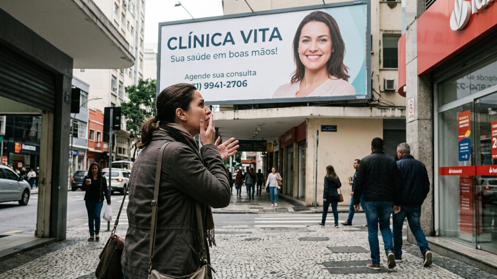 Mulher descobre sua foto estampada em outdoor de clínica estética sem autorização e Justiça obriga retirada com multa de R$ 25 mil