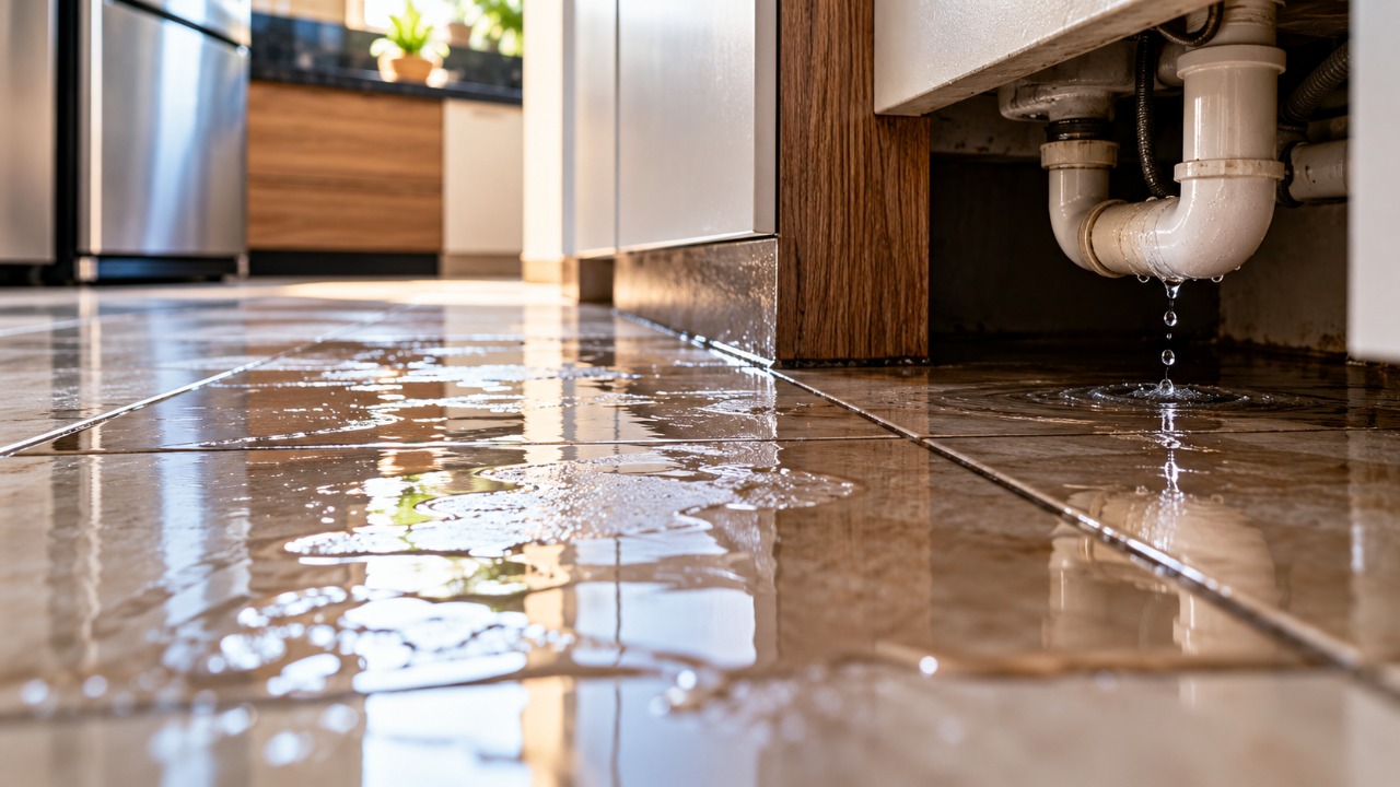 Encanador explica como descobrir de onde vem a água que aparece no piso da cozinha usando sinais que passam despercebidos pelos moradores sem precisar quebrar toda a cerâmica da casa