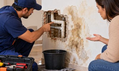Encanador indicado por um amigo cobra R$ 1.500 para trocar os canos da cozinha, poucos dias depois uma infiltração atinge a parede da sala e o morador descobre quem pode responder pelos danos causados durante o reparo
