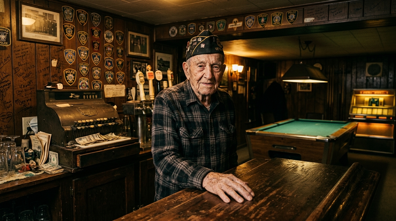 Um veterano da Segunda Guerra Mundial de 103 anos tem cuidado do mesmo bar no porão em Maryland desde 1963; após 63 anos atrás do balcão, Irv Koch ainda abre quando o primeiro cliente chega