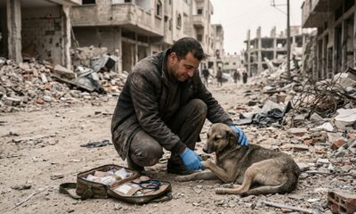 Veterinário em Gaza arrisca a própria vida para continuar salvando cães e gatos abandonados em meio à guerra e emociona ao se recusar a deixar os animais sem ajuda