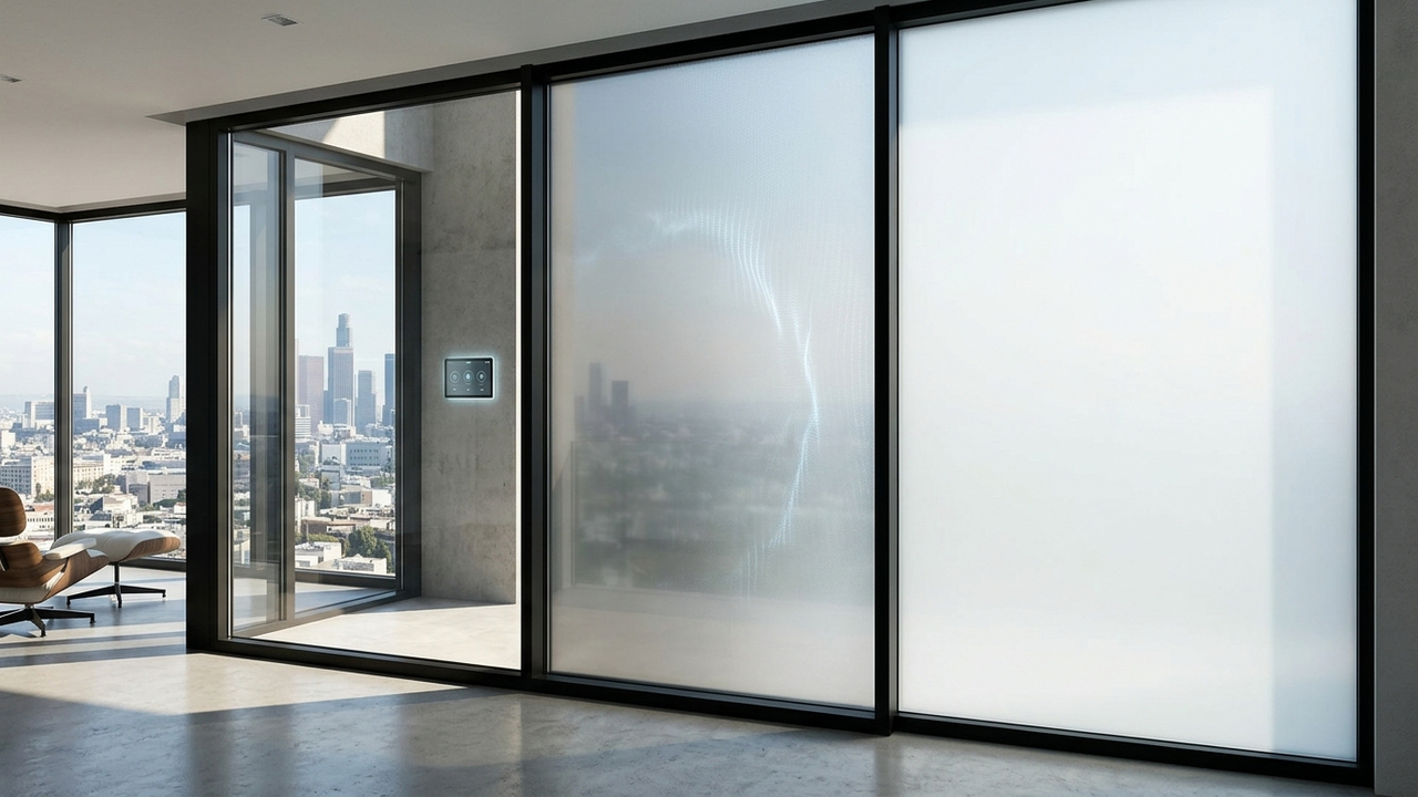 Essa tecnologia de vidro inteligente fica totalmente opaca com um clique e substitui cortinas com total privacidade na janela