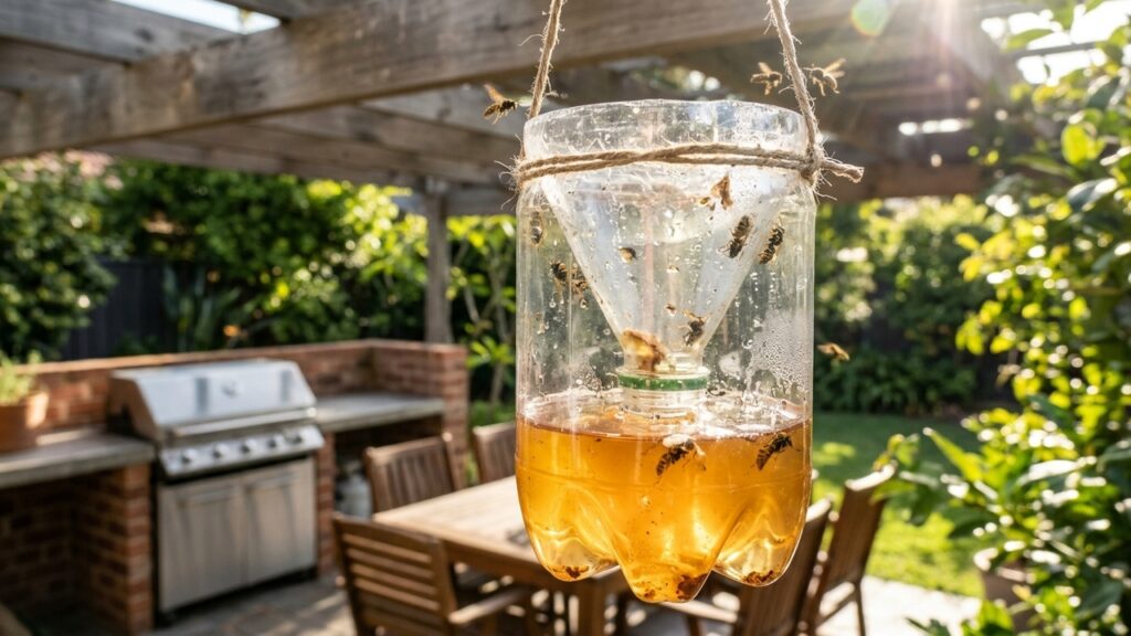 Mistura de vinagre de maçã com mel: para que serve a armadilha líquida que afasta vespas e marimbondos da sua área gourmet