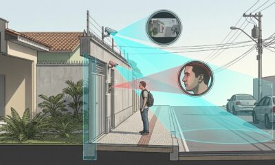 Morador instala câmeras de segurança na frente de casa e descobre qual altura e ângulo permitem reconhecer o rosto de quem se aproxima do portão