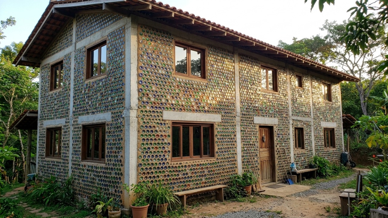 Mais de 1 tonelada de garrafas plásticas vira casa de 158 m²: casal conclui construção em 3 meses para oferecer um lar adaptado ao filho com deficiência