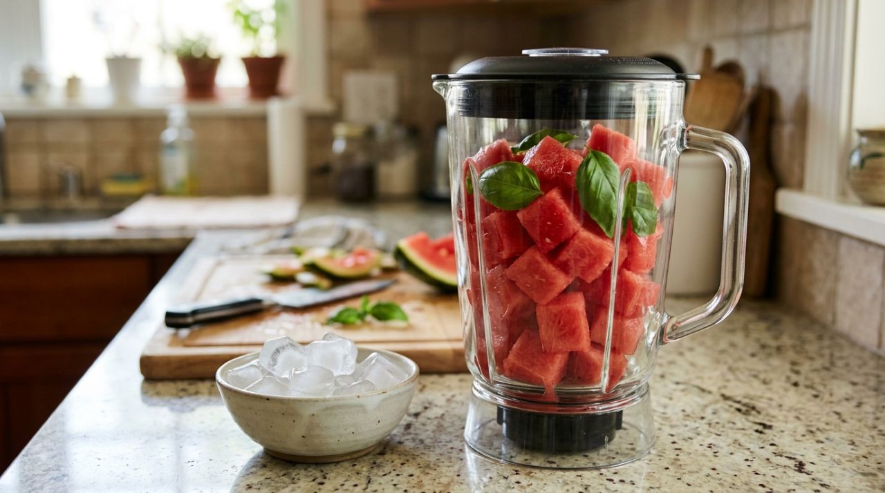 Melancia e manjericão no liquidificador: para que serve essa mistura diferente e por que ela pode ajudar a substituir bebidas muito açucaradas no calor