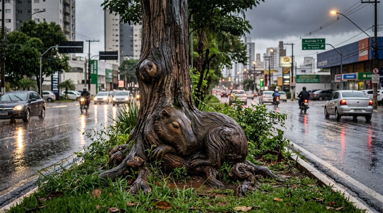 Motorista vê capivara sozinha na chuva e pensa em resgatá-la, mas percebe algo inesperado ao chegar mais perto
