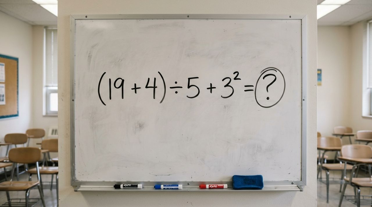 Parece uma conta fácil, mas (19+ 4) ÷ 5 + 3² está confundindo muita gente