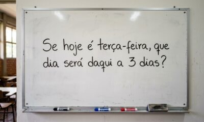 Desafio para treinar o raciocínio: se hoje é terça-feira, que dia da semana será daqui a 3 dias?