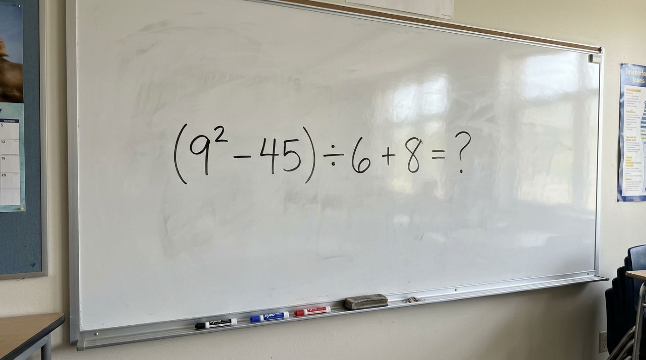 Esta conta tem poucos números, mas exige atenção: (9² − 45) ÷ 6 + 8