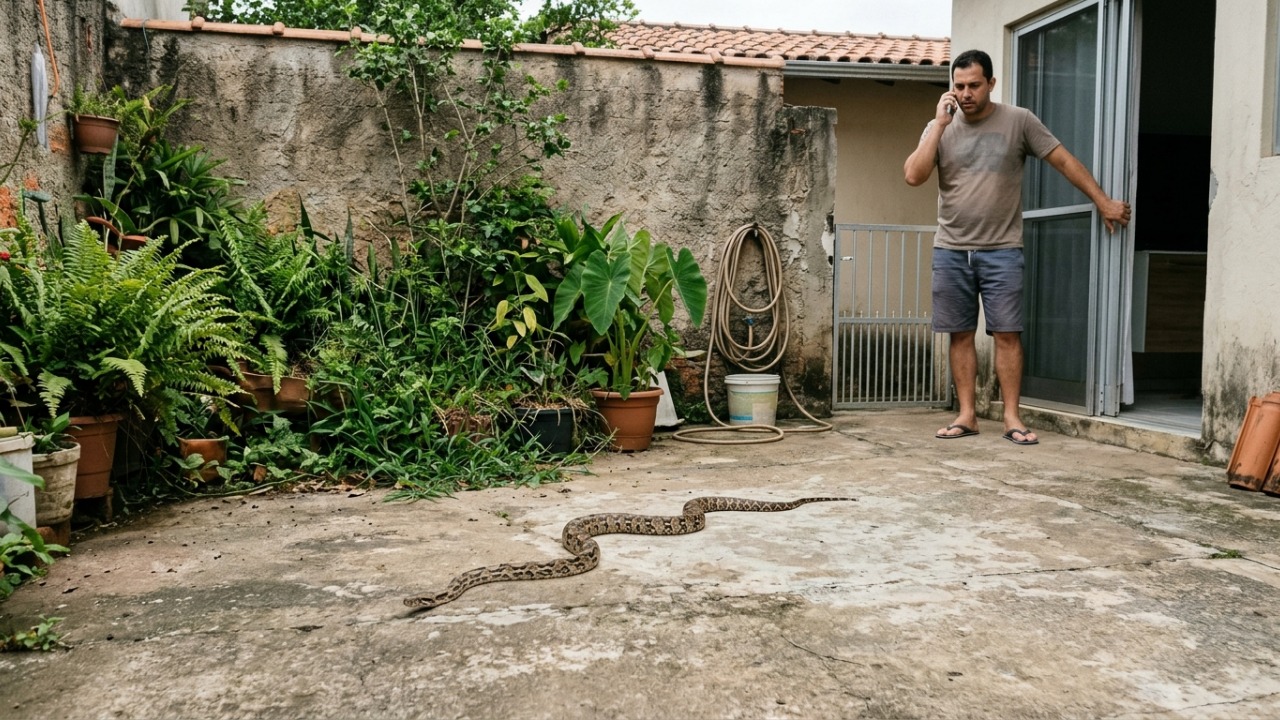 Morador mata cobra que apareceu no quintal com uma enxada, posta o vídeo nas redes e descobre que matar animal silvestre pode ser crime ambiental