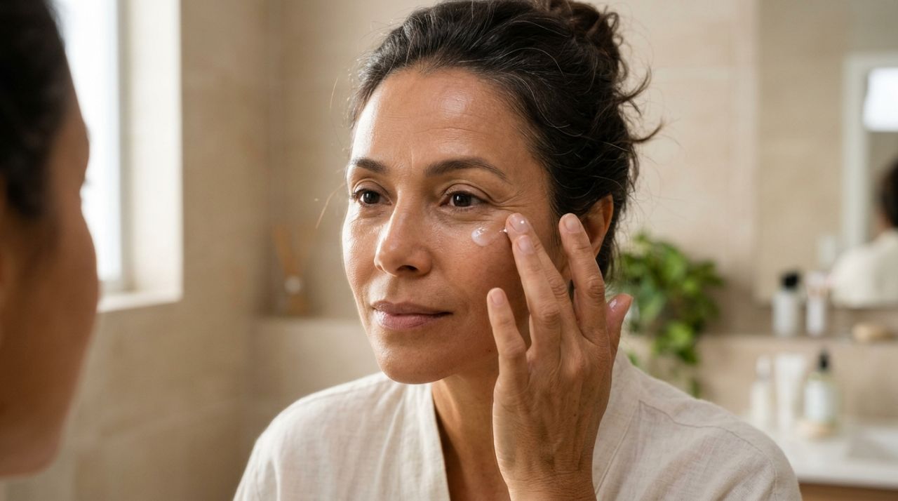 Passar um creme com cafeína na região abaixo dos olhos: para que serve o ingrediente e por que determinadas fórmulas podem ajudar a suavizar temporariamente o aspecto inchado, sem eliminar olheiras profundas