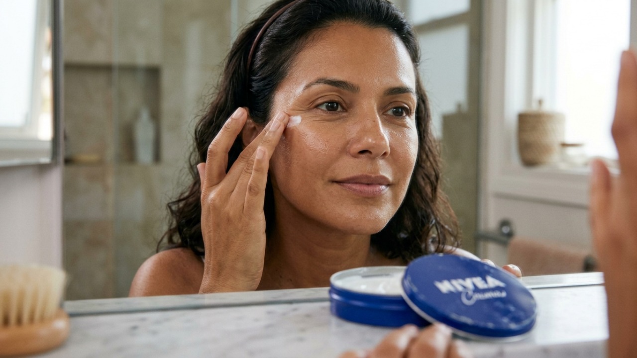 Cosmetólogos explicam como usar a Nivea da latinha azul no contorno dos olhos: a hidratação pode suavizar temporariamente a aparência dos pés de galinha, mas não elimina as rugas