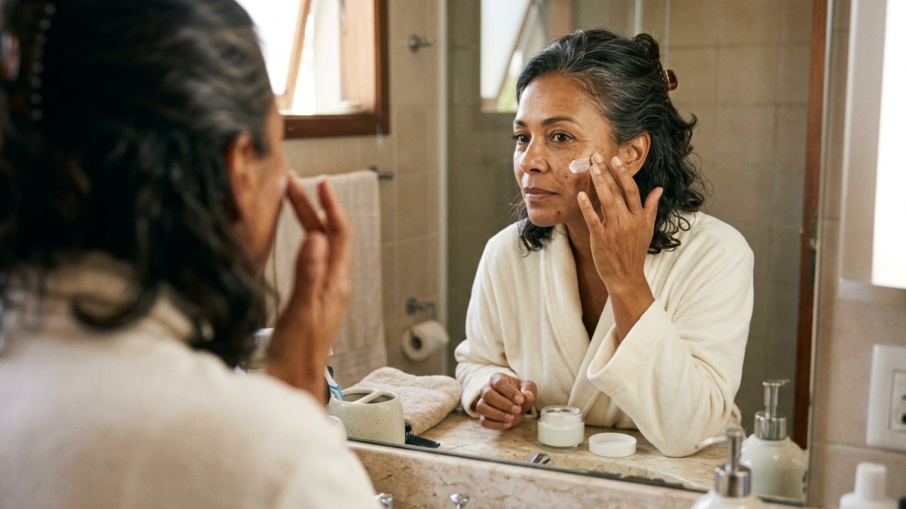 Dermatologistas afirmam: “Depois dos 50 anos, usar um hidratante facial com niacinamida pode ajudar a uniformizar o tom da pele e reduzir a aparência dos poros, mas os resultados não aparecem da noite para o dia”