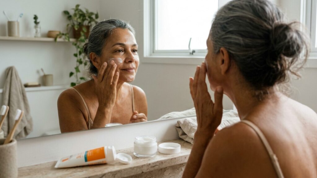 Dermatologistas afirmam: “Depois dos 50 anos, usar um hidratante facial com niacinamida pode ajudar a uniformizar o tom da pele e reduzir a aparência dos poros, mas os resultados não aparecem da noite para o dia”