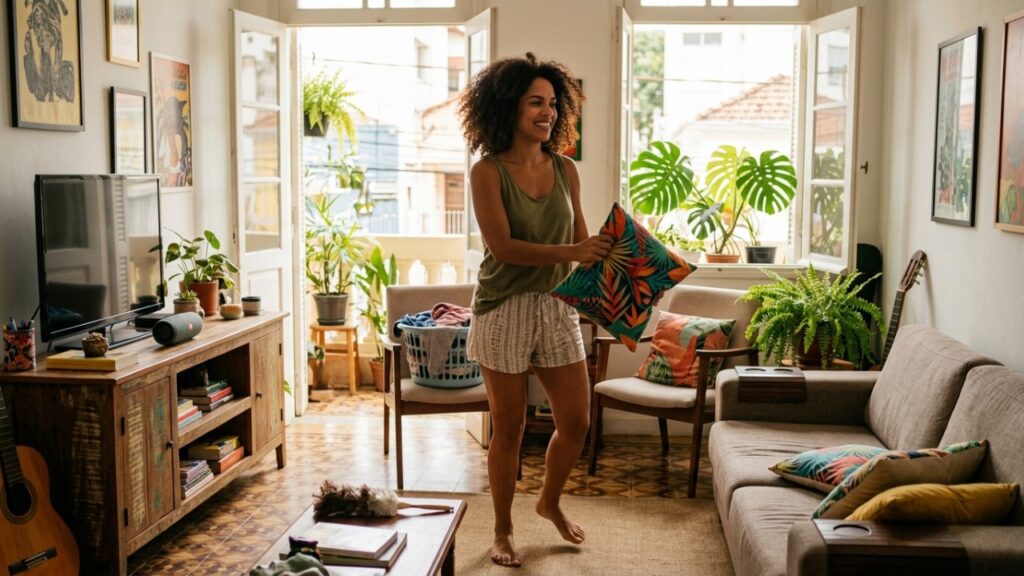 Especialistas em psicologia explicam: “Quem dança sozinho enquanto arruma a casa pode não estar apenas se divertindo, mas usando música e movimento para mudar o próprio estado emocional e tornar a tarefa mais leve”