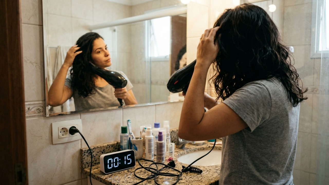 Família com três mulheres que usam secador de cabelo todos os dias descobre quanto 15 minutos de uso por pessoa podem acrescentar à conta de luz no fim do mês e se surpreende com o valor