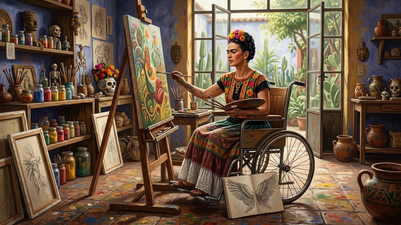 Frida Kahlo, pintora mexicana, sobre os limites: “Pés, para que os quero, se tenho asas para voar?” Uma reflexão sobre superar as dificuldades com imaginação e coragem