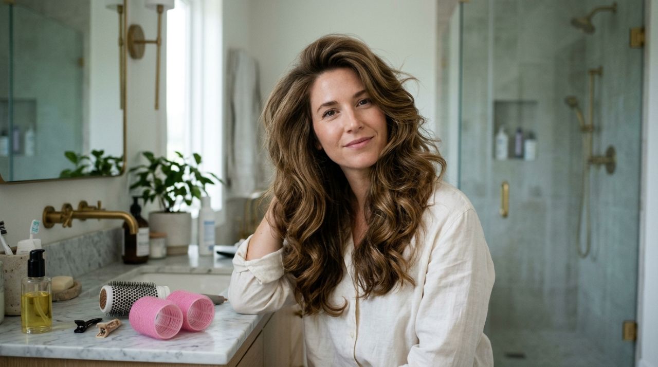 Cansada de ver o cabelo fino e sem volume, mulher encontrou dois bobes de velcro esquecidos na gaveta, resolveu testar um truque antigo e se surpreendeu com o resultado