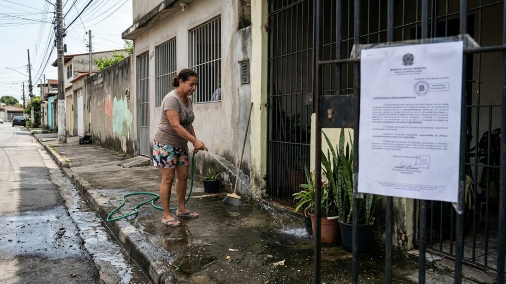 Moradora lavava a calçada com mangueira todo sábado até descobrir que usar água potável dessa forma pode ser proibido e até gerar multa em algumas cidades