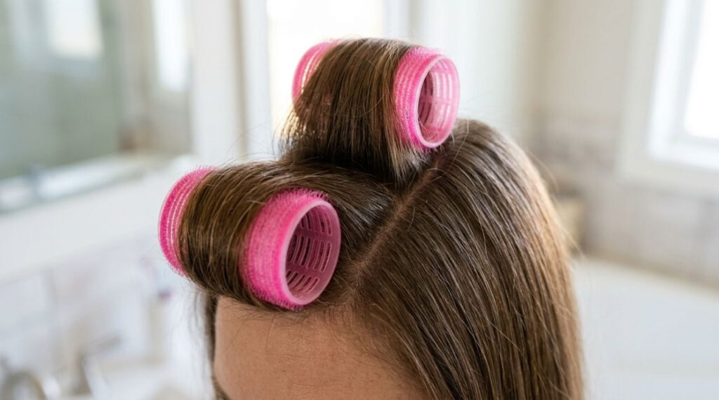 Cansada de ver o cabelo fino e sem volume, mulher encontrou dois bobes de velcro esquecidos na gaveta, resolveu testar um truque antigo e se surpreendeu com o resultado