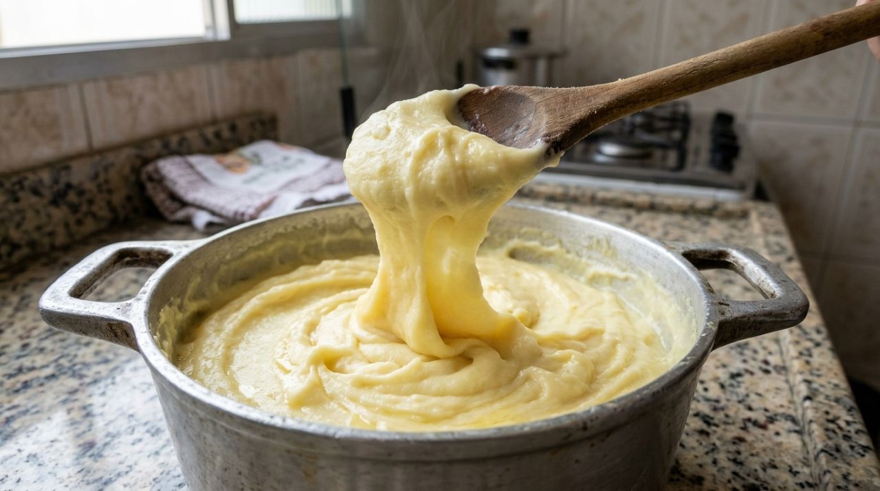 Purê de batata fica lisinho e cremoso na panela, mas vira uma massa grudenta depois de pronto, e um erro ao amassar pode explicar a mudança de textura