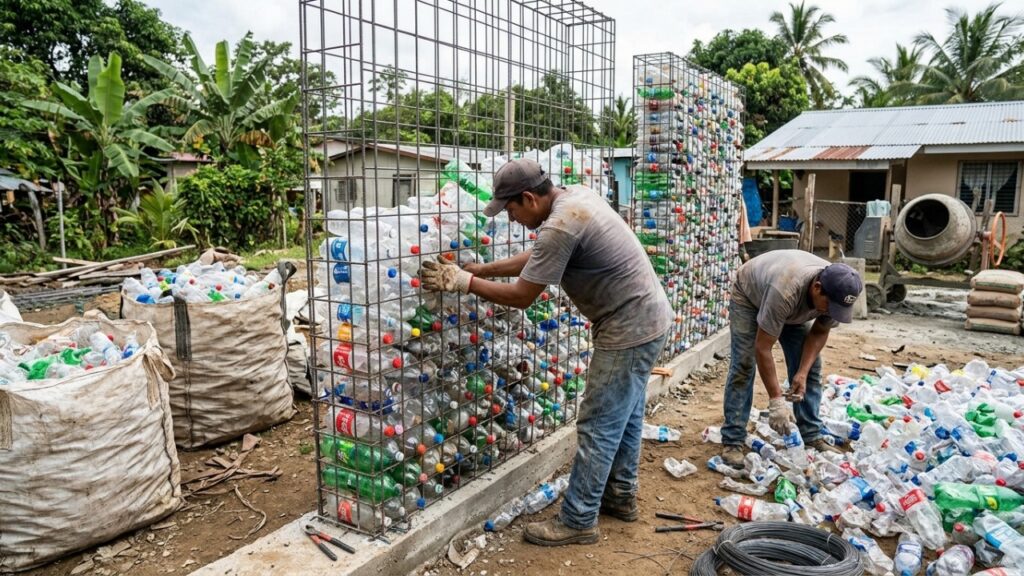 Homem usa milhares de garrafas plásticas para construir um vilarejo sustentável no Panamá e transforma resíduos descartados em paredes, casas e novas formas de moradia