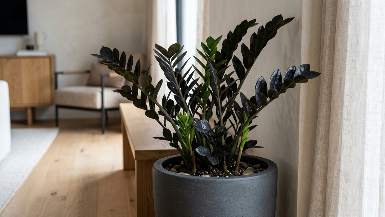 Essa folhagem ornamental rara tem folhas pretas brilhantes que parecem banhadas em petróleo: de cultivo fácil, ela embeleza salas fechadas