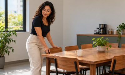Empurrar a cadeira de volta à mesa é um hábito aprendido que pode indicar atenção ao espaço compartilhado