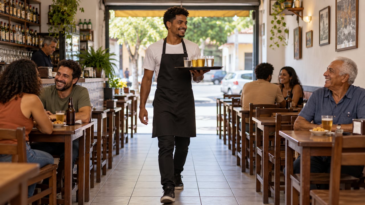 Na etiqueta social, uma cadeira no lugar libera o caminho para garçons, idosos e pessoas com deficiência visual