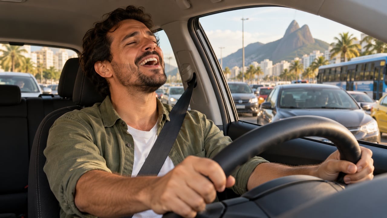 Cantar sozinho no carro pode ser uma forma de aliviar o estresse num dos poucos espaços sem plateia