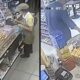 CCTV footage: Two customers at a convenience store counter with various products. Text 'Sex 07:29'.