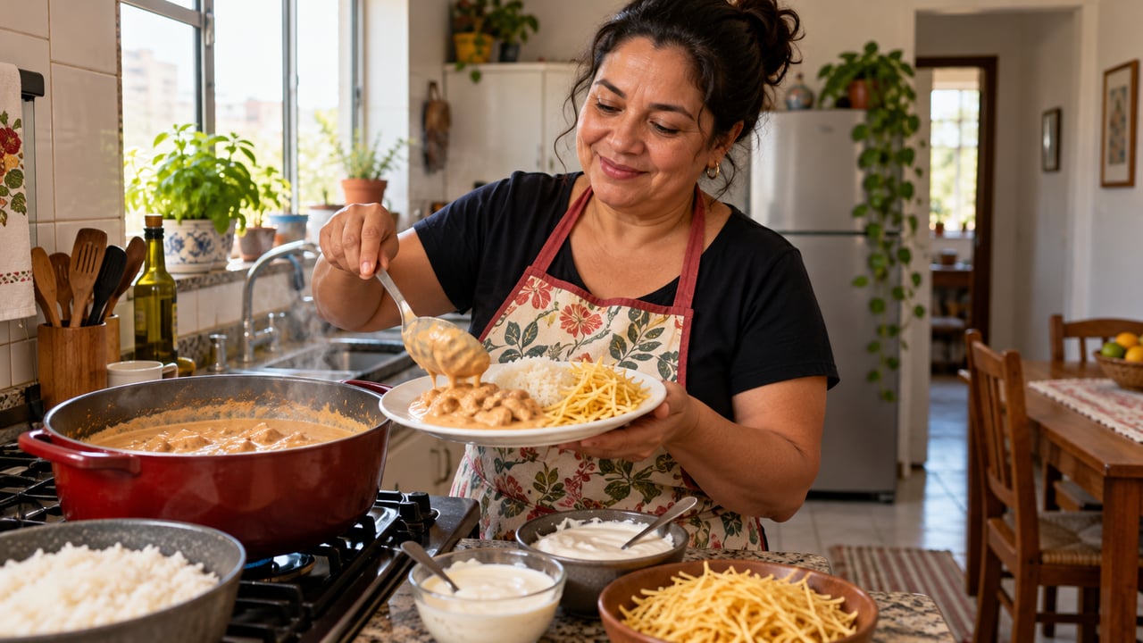 Trocar o creme de leite por iogurte natural deixa o estrogonofe de frango cremoso, mais leve e com um toque azedinho