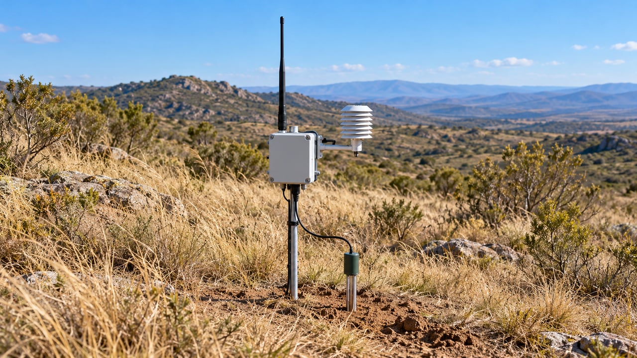 Os sensores enviam medições por rádio LoRa, sem precisar de internet em cada ponto do campo