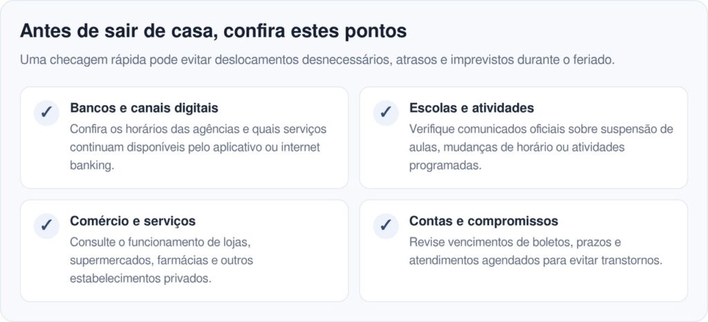 Autoridades confirmam feriado na terça-feira, 06 de outubro, e bancos, escolas, repartições públicas e outros serviços podem ter funcionamento alterado