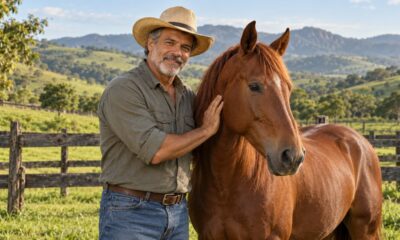 Maurício Mattar, de 62 anos, divide a rotina entre as novelas e a criação de cavalos de raça em Minas Gerais