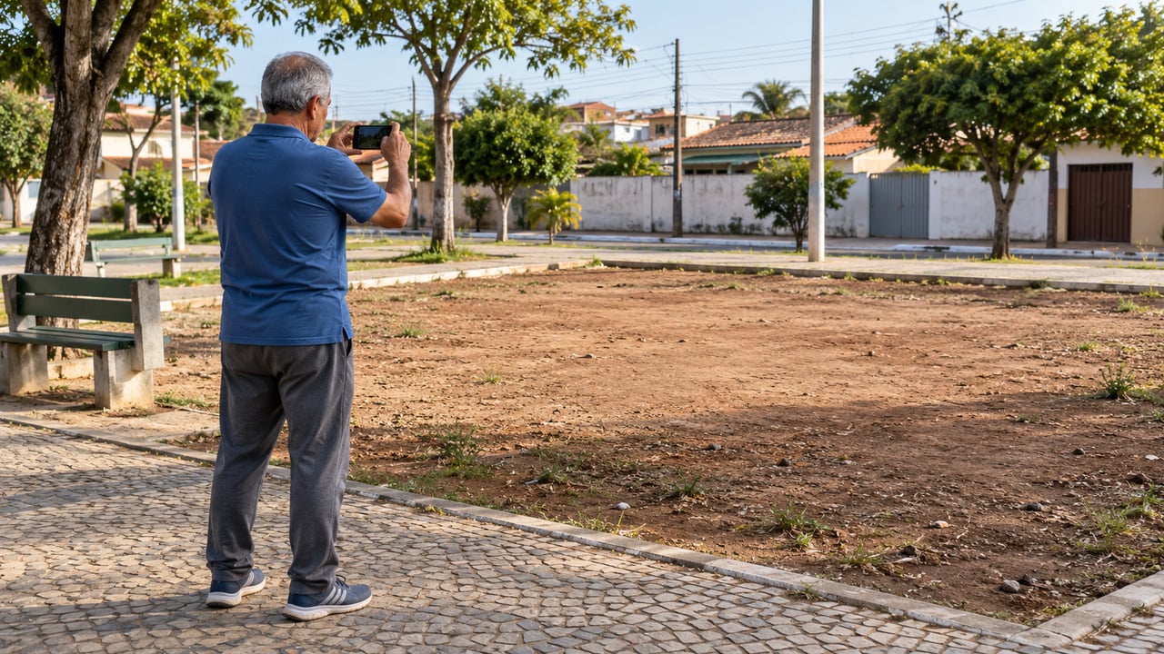 Fotografe o terreno, anote o endereço e guarde uma cópia do anúncio oficial da obra