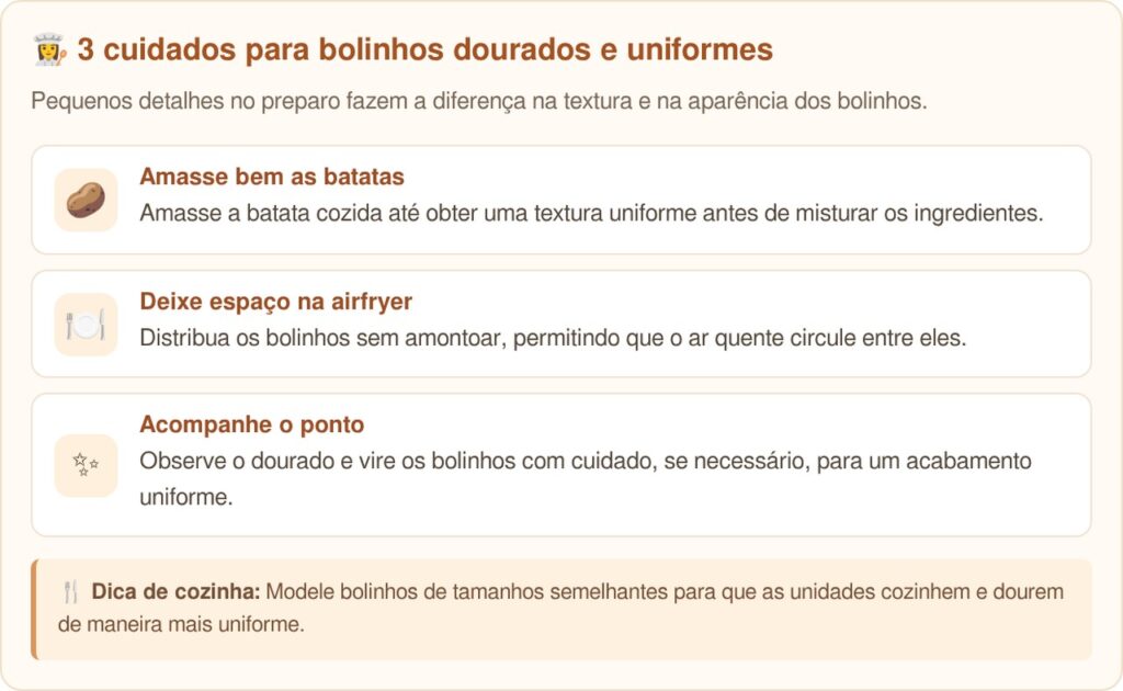 Misture batata cozida, queijo e mais alguns ingredientes para preparar bolinhos dourados na airfryer sem fritura em óleo
