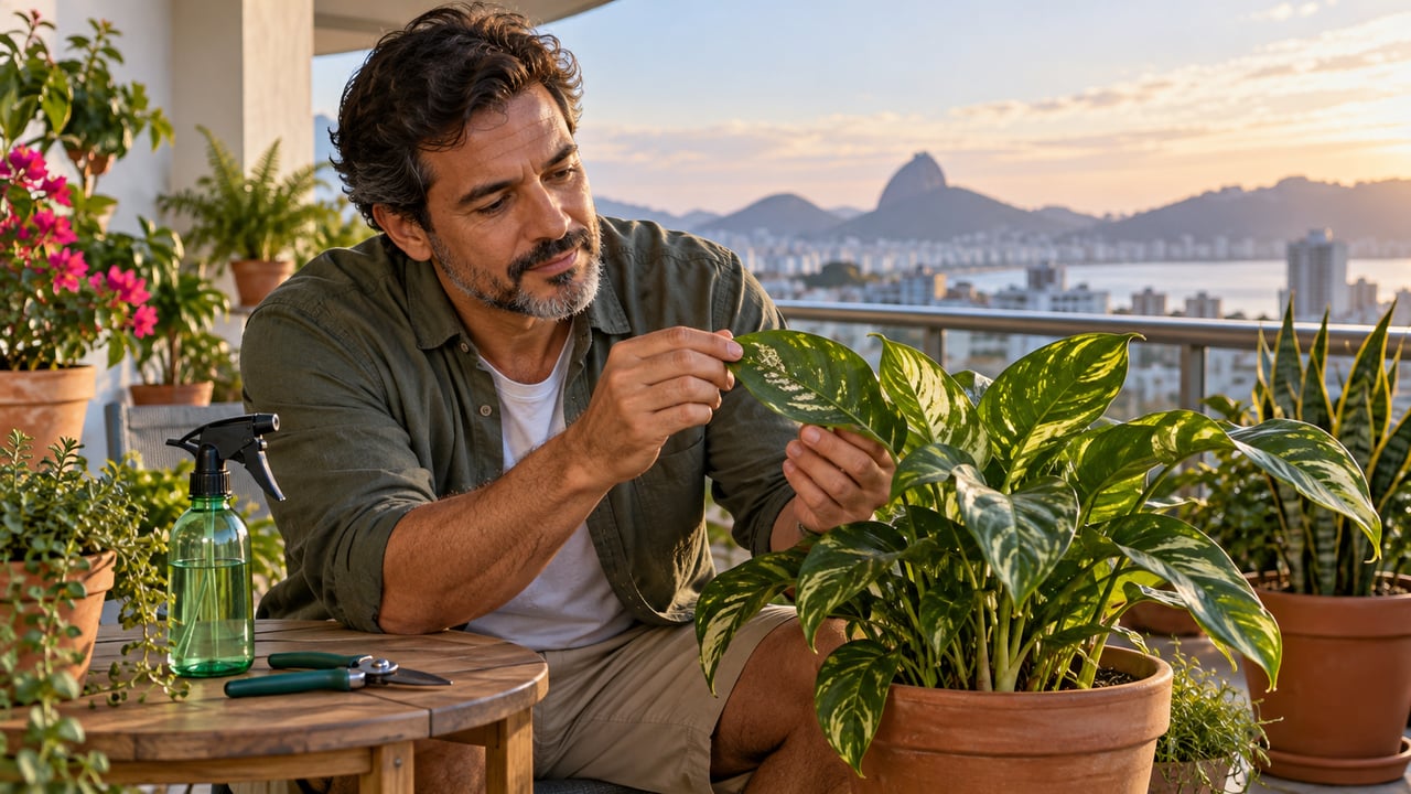 Teste a calda numa área pequena e borrife nas horas mais frescas para evitar queimar as folhas