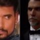 Split image: young Robert Kelker-Kelly with dark hair, older Robert Kelker-Kelly with gray beard, suit