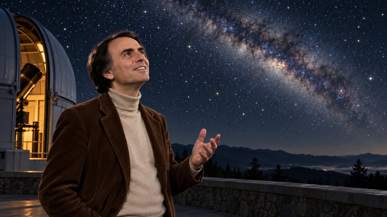 Carl Sagan afirmou em Cosmos, de 1980, que somos feitos de matéria estelar e uma maneira de o universo conhecer a si mesmo