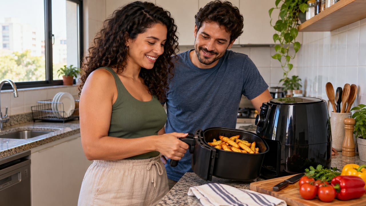 O custo mensal da air fryer depende da potência, do tempo de uso e do preço do quilowatt-hora