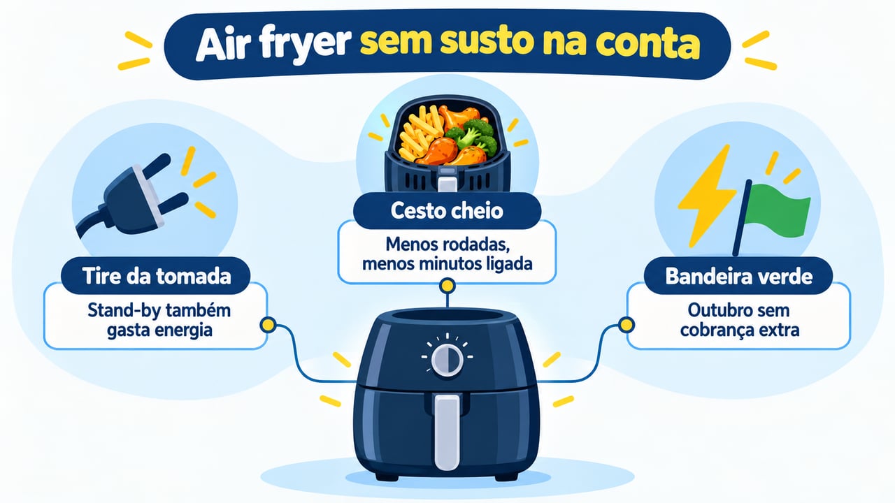 Cesto cheio e aparelho fora da tomada reduzem o gasto, e outubro tem bandeira verde sem custo extra