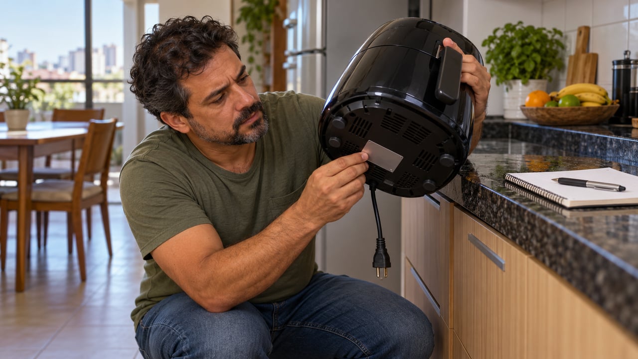 A potência em watts vem na etiqueta ou no manual e é o primeiro número para calcular o consumo
