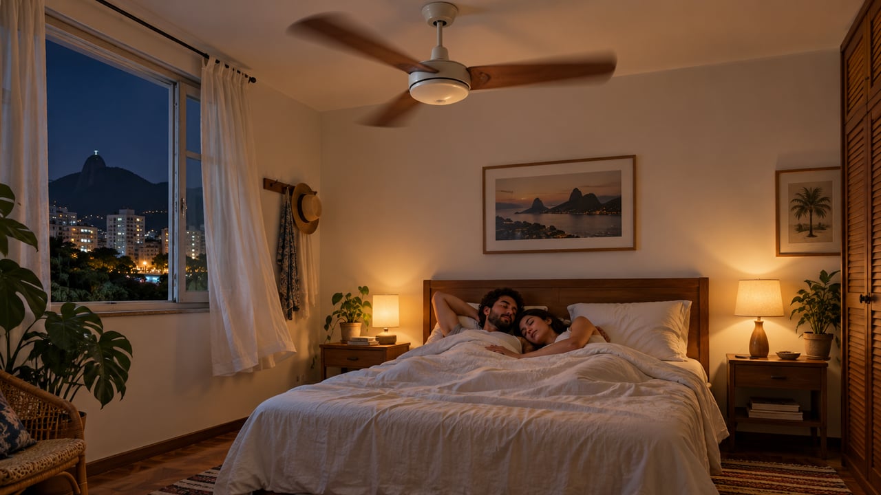 Um ventilador de teto de 100 W ligado oito horas por noite consome 24 kWh em 30 noites