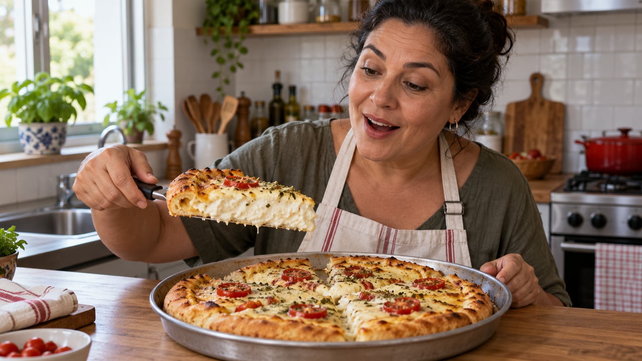 Com o amido de milho cozido no creme, o recheio da pizza caseira fica firme e não escorre