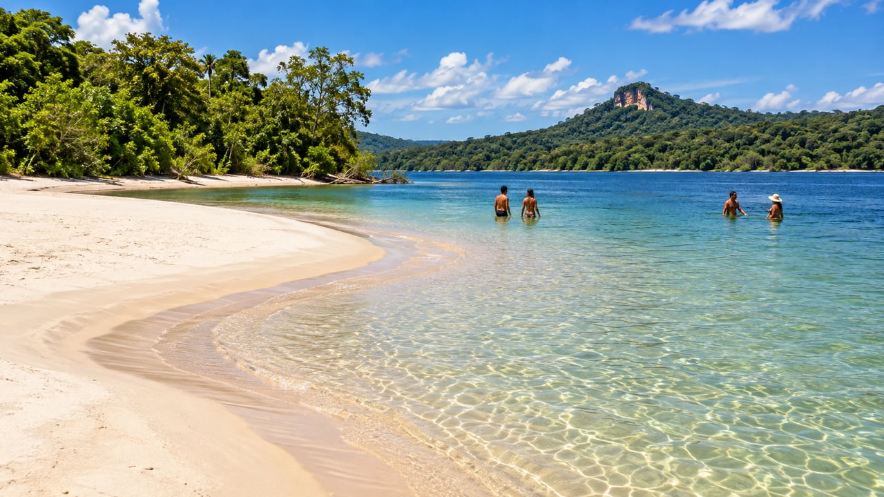 Alter do Chão ganha praias de areia branca quando o Rio Tapajós baixa, entre agosto e dezembro